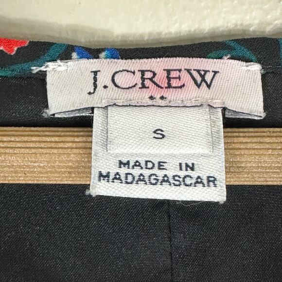 J. Crew Mini Dress Womens S Black Floral Ruffle Sleeveless Cottagecore Whimsy - Picture 5 of 6